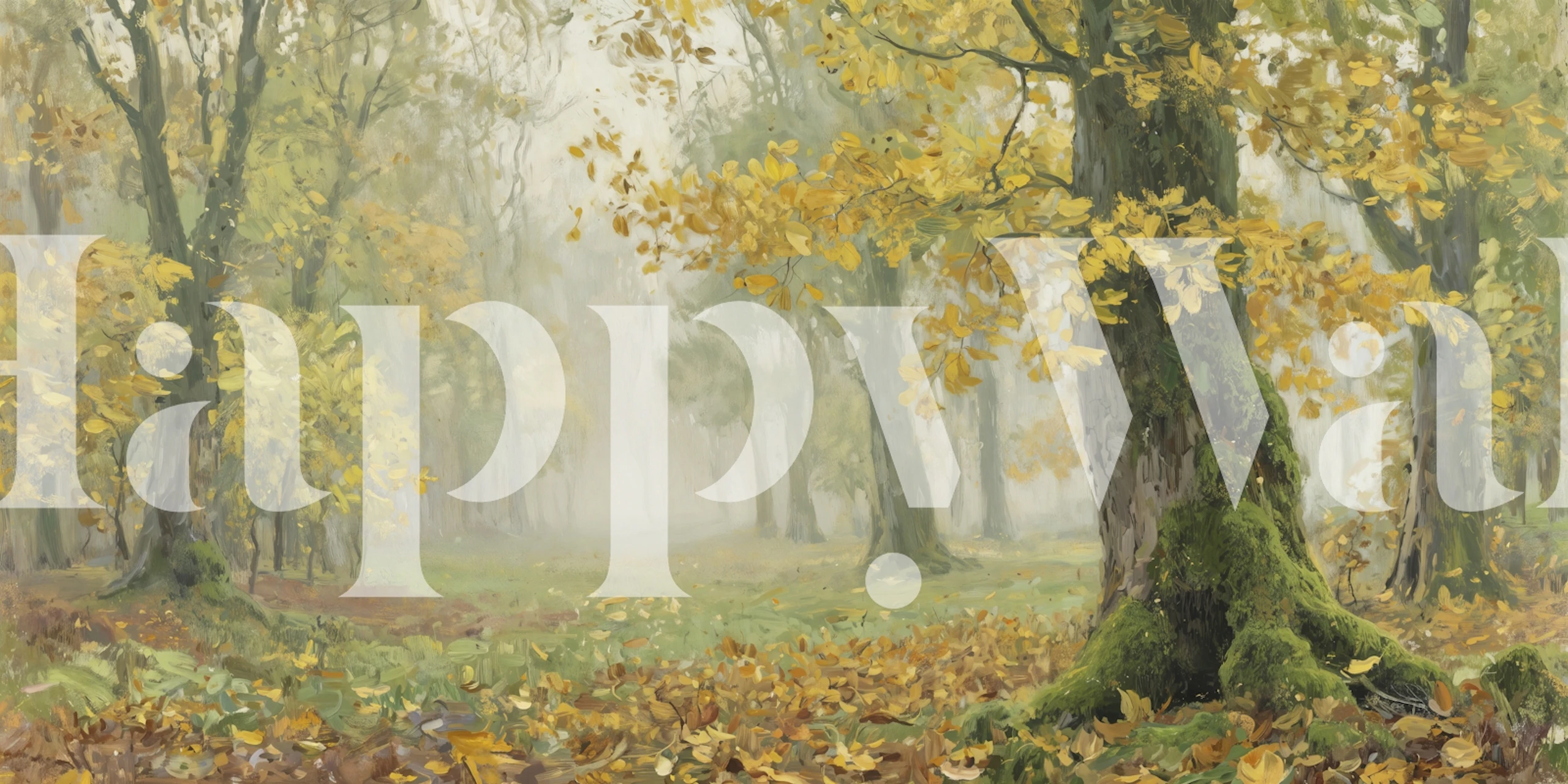 Golden Autumn Forest behang in een kamer