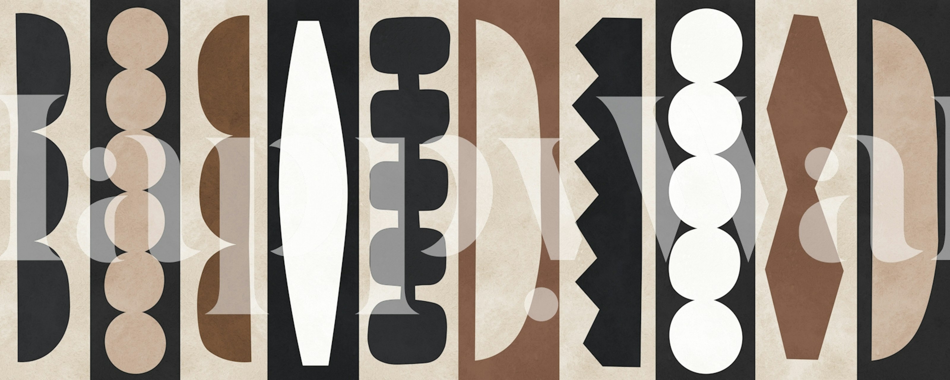 Geometric shapes in brown, black, and white on wallpaper