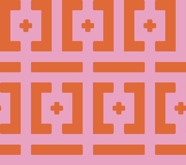 Retro Pink and Orange Red Brickwork