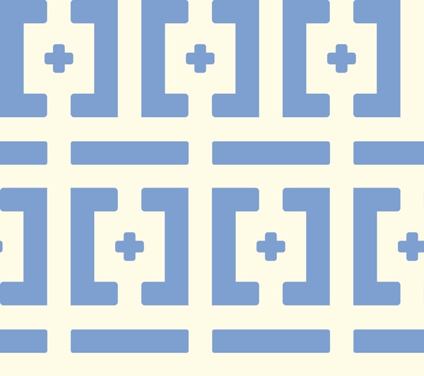 Retro brick pattern bold blue and cream