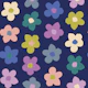 Moody retro daisy flowers on dark navy