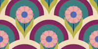 Moody retro floral rainbow - bold blooms wallpaper