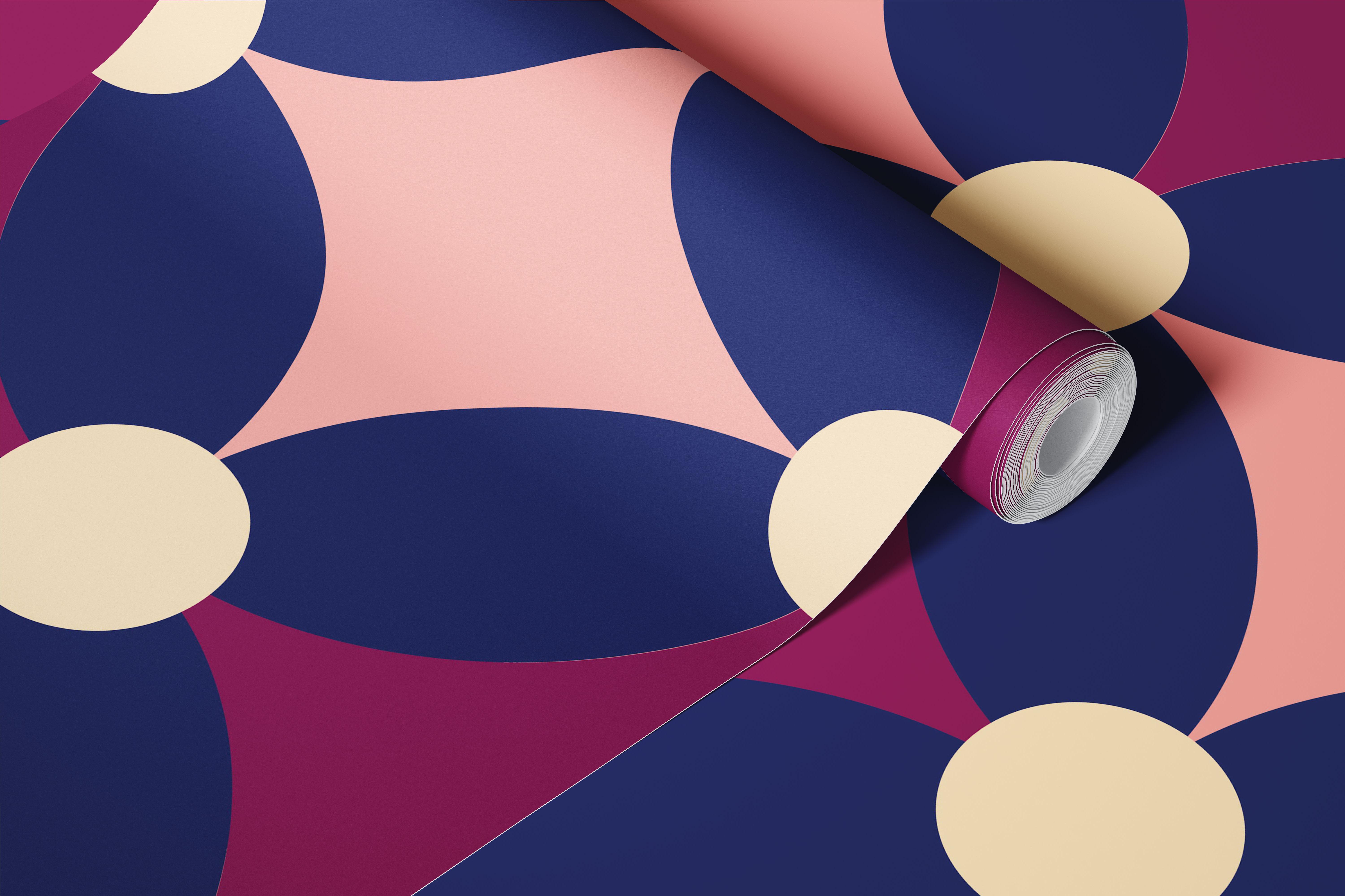 Moody Retro Geometric circles wallpaper in een kamer