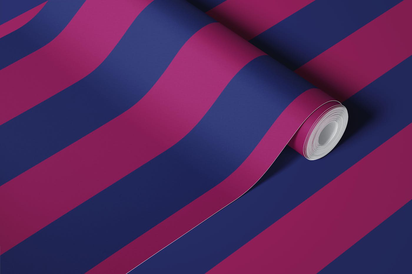 moody Navy and plum stripe wallpaper roll