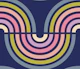 Moody retro rainbows on dark bold navy blue