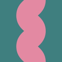 Moody teal and pink bold wave behang