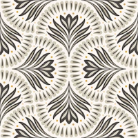 block print scallops - black and beige wallpaper