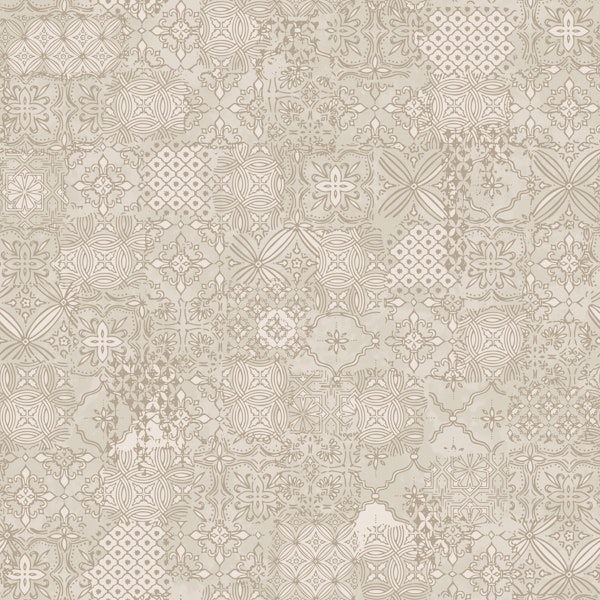 Vintage tile pattern clash beige