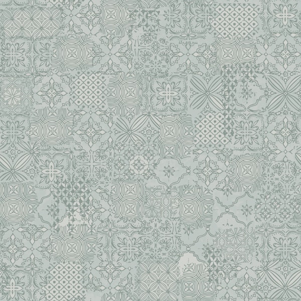 Vintage tile pattern clash sage green