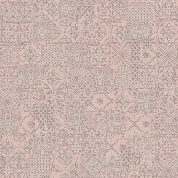Vintage tile pattern clash soft pink