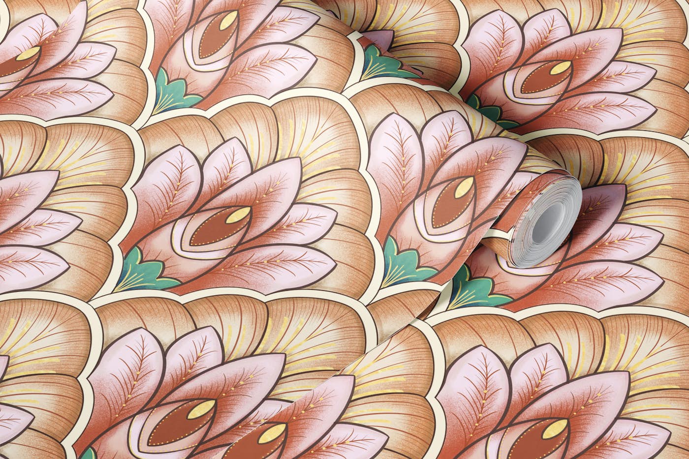 Art Deco Lotus wallpaper roll