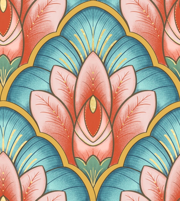 Art Deco Lotus in Pink