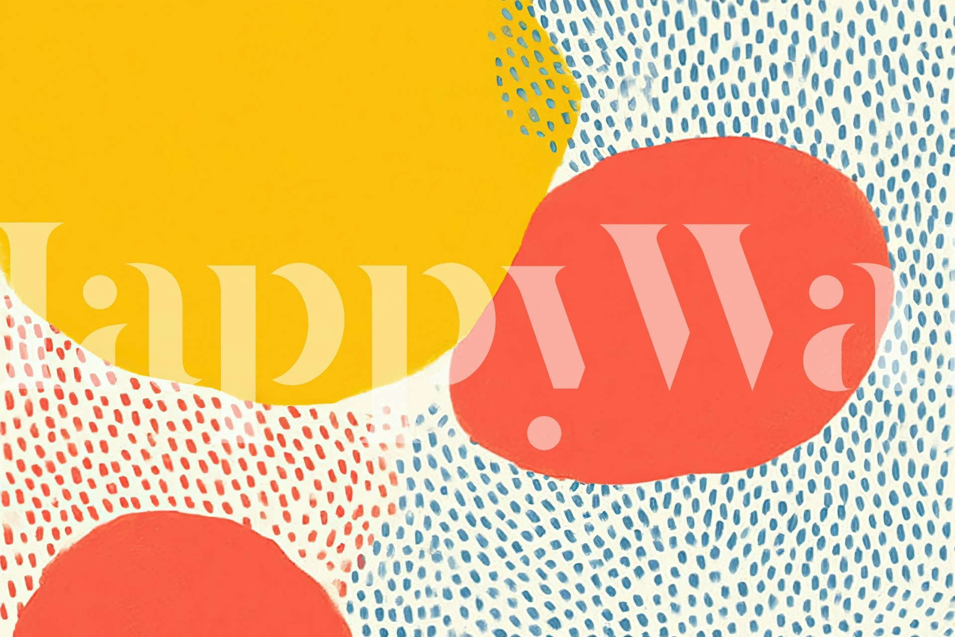 Large colorful dots in yellow, red, and blue on a textured background wallpaper