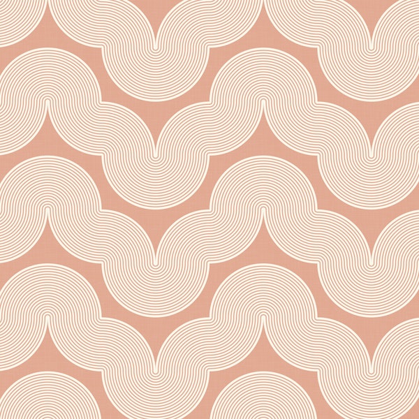 70's Geometry Groovy Waves Peach Blush WM