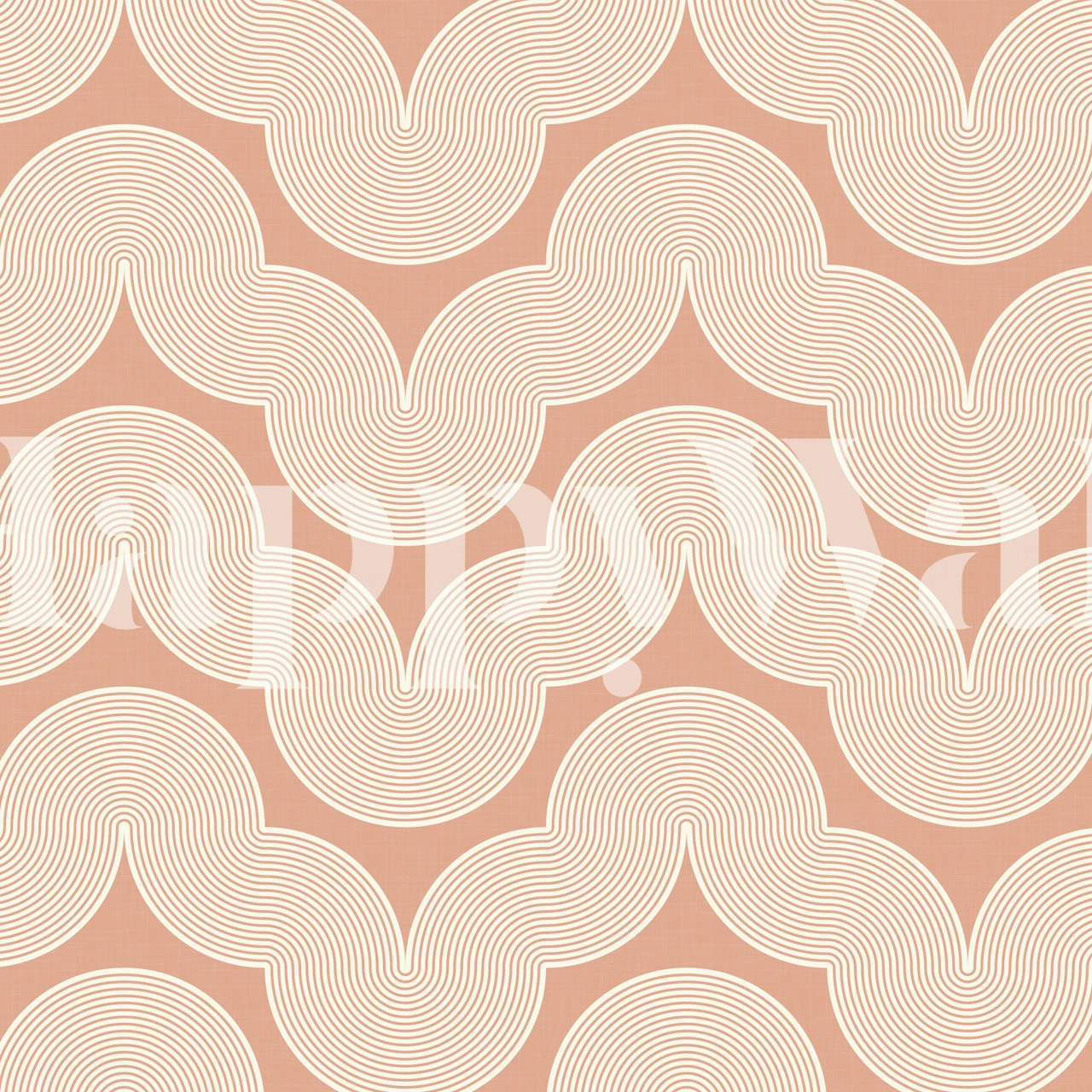 Peach blush wallpaper with 70's wave pattern