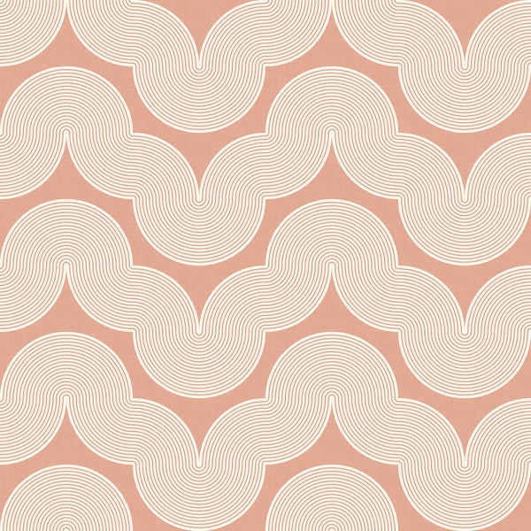 70's Geometry Groovy Waves Peach Blush WP