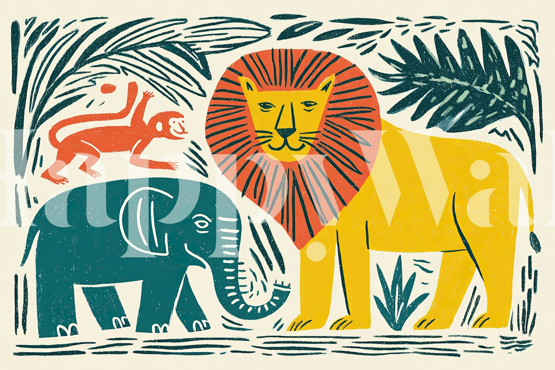 Ταπετσαρία Wild Jungle Majesty σε ρύθμιση δωματίου