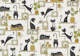 up and down cats - beige mustard green