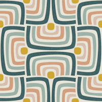 retro geometric scallops - dusty rainbow wallpaper