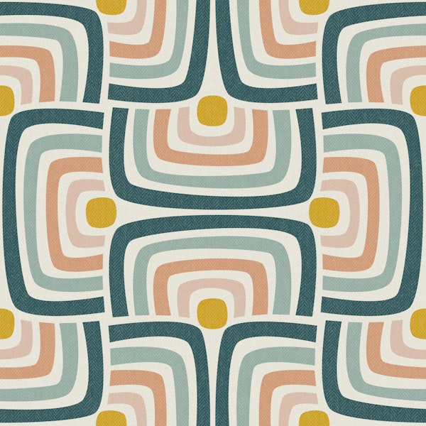 retro geometric scallops - dusty rainbow
