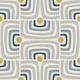 retro geometric scallops - blue grey mustard