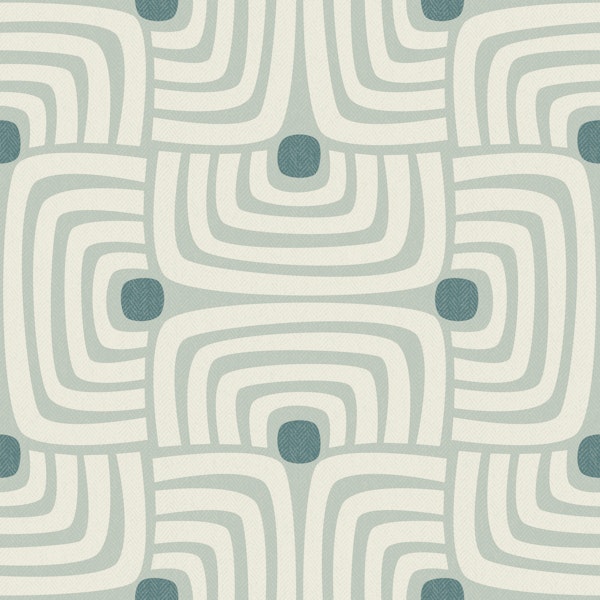 retro geometric scallops - monochrome mint