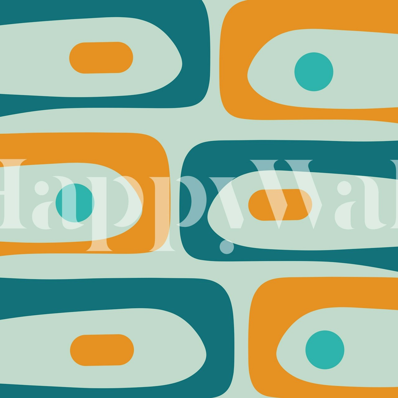 Abstract shapes in teal, orange, and light blue wallpaper