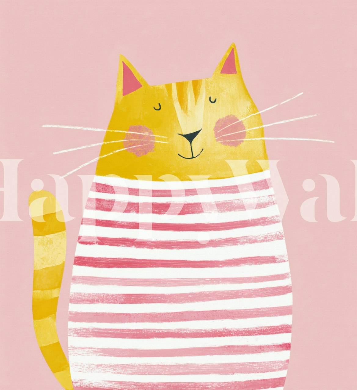 Igrači dizajn zidne obloge s žutom mačkom