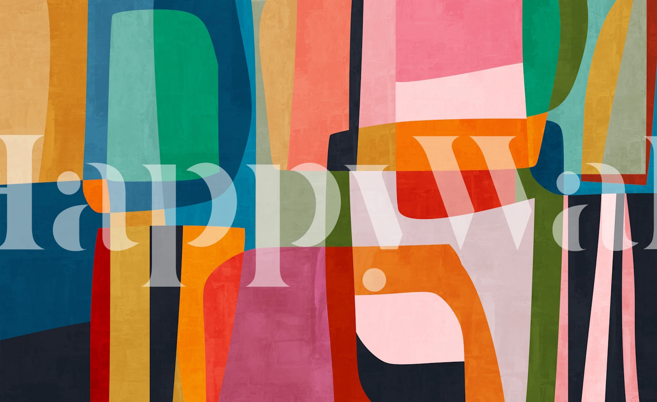 Artistic Color Geometry papel de parede em um quarto