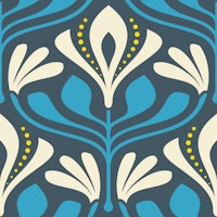 Elegant Vintage Blossom in Blue - L tapet