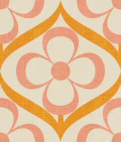 Retro Floral Pastel Flowers Pink Orange Geo wallpaper