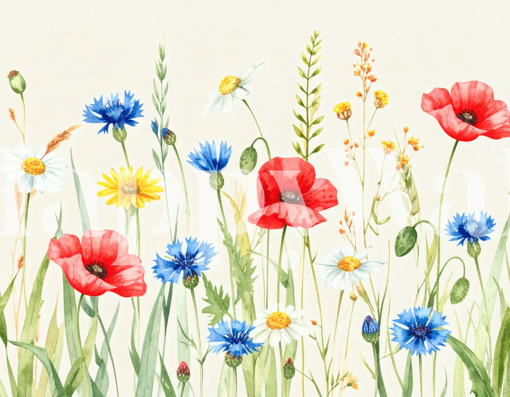 Floral wallpaper featuring poppies and petals