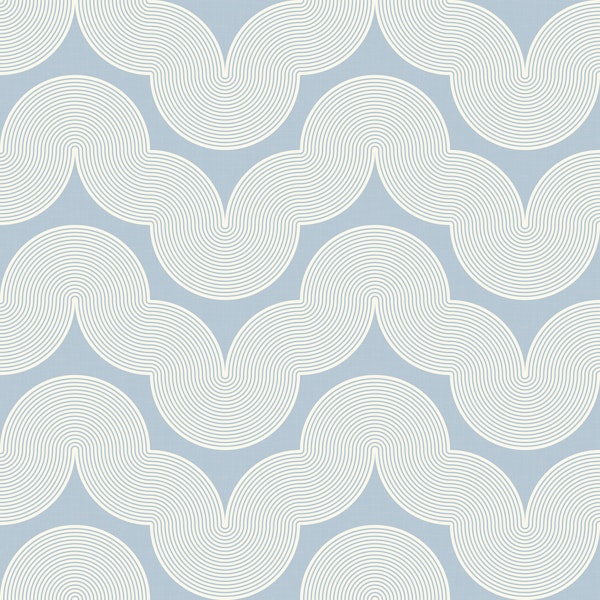 70's Geometry Groovy Waves Baby Blue WP
