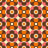 70s Floral Geometry - pink orange wallpaper