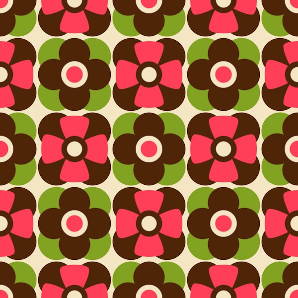 70s Floral Geometry - pink green