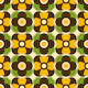 70s Floral Geometry - green yellow