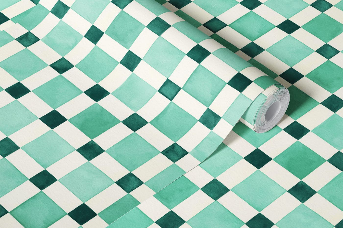 Calm Teal Checker wallpaper roll