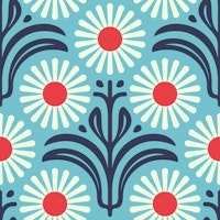 Modern Daisy Bliss in Blue - S tapete