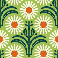 Modern Daisy Bliss in Green - S tapet