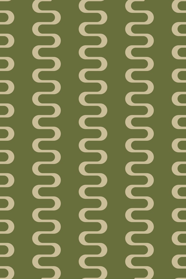 Simple modern wavy stripes - warm sage green