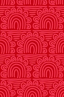 Doodled Sun Flowers Arches - Bright Red ταπετσαρία