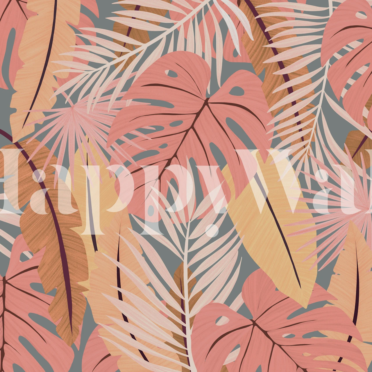 Dreamy Tropical Leaves behang in een kamer