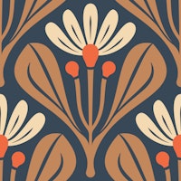 Elegant Retro Daisy Charm in Brown - S behang