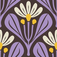 Elegant Retro Daisy Charm in Purple - L tapet