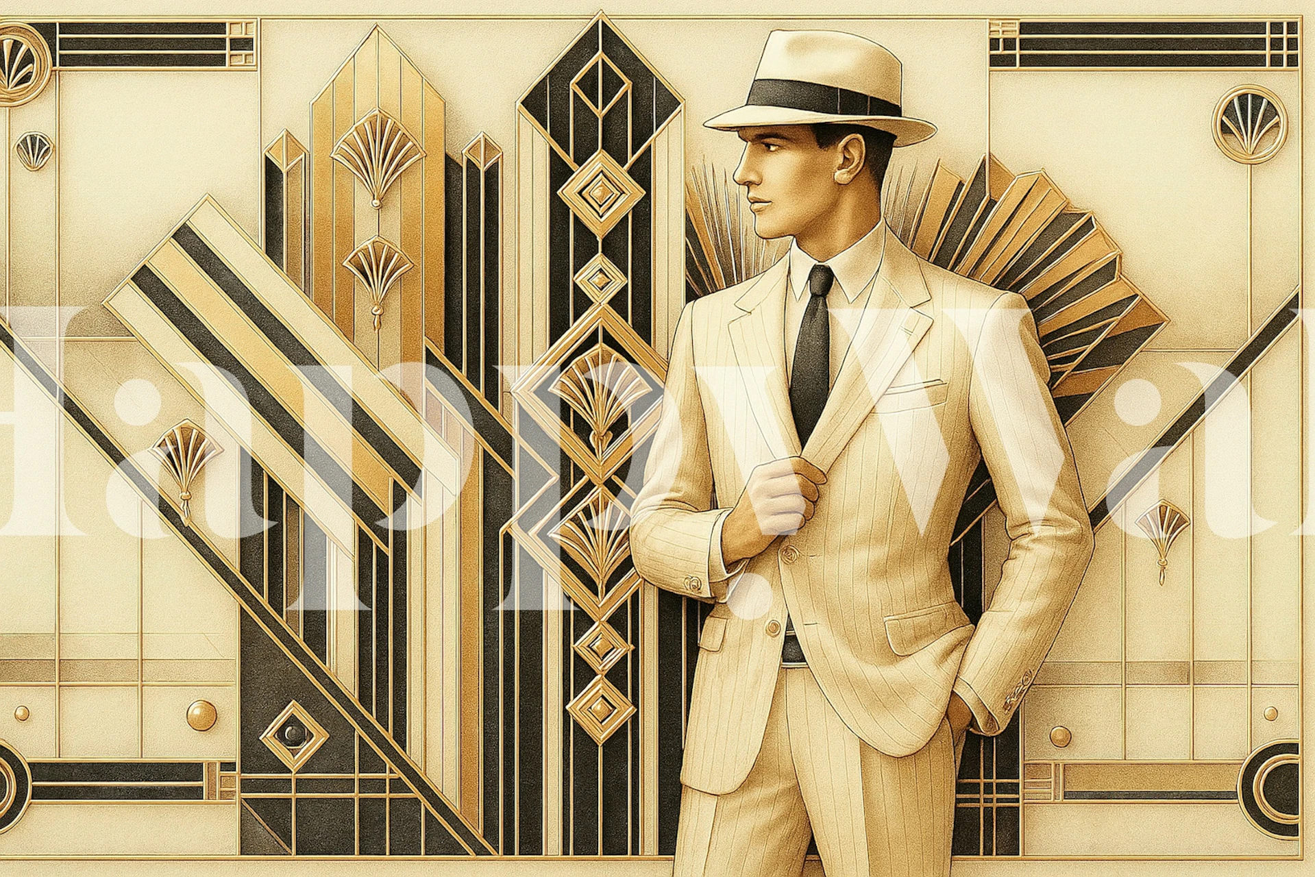 Tapeta w stylu Art Deco z eleganckim wzorem