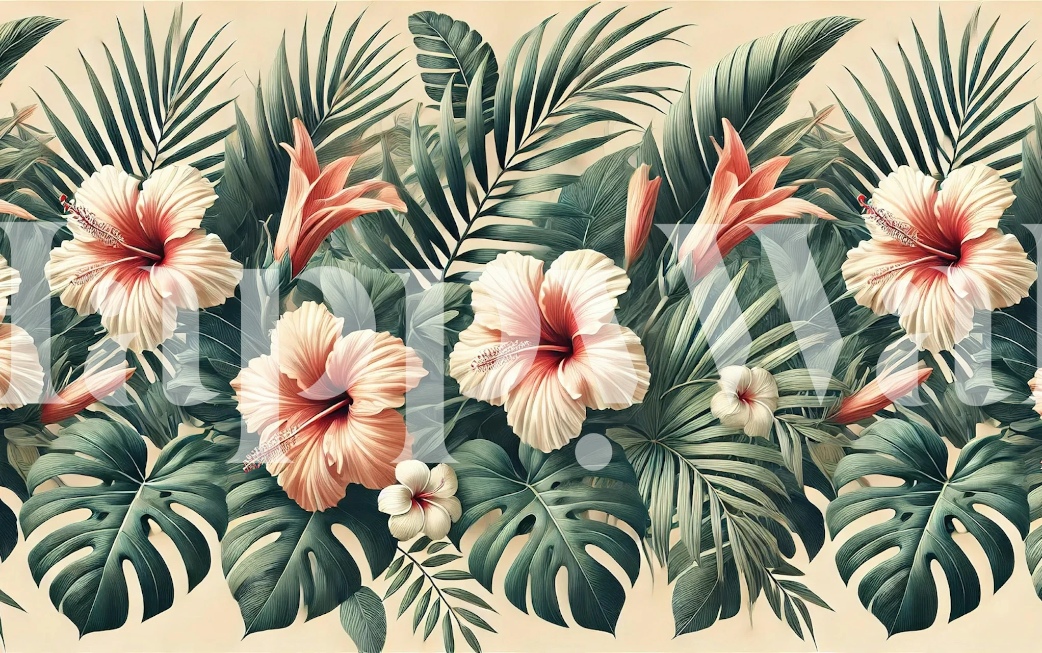 Hibiscus Tropical Grace wallpaper in a room