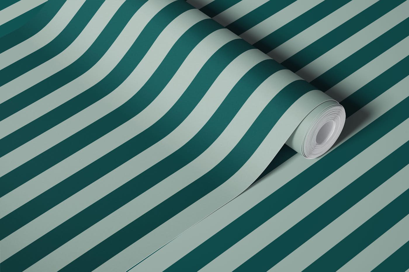 Rich and Muted Green Stripes - Medium wallpaper roll