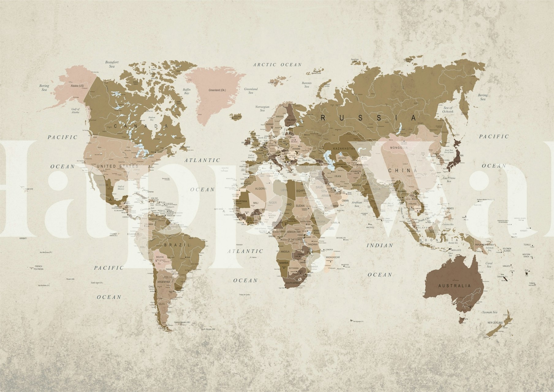 Green World Map View wallpaper in a room