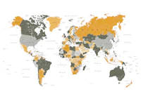 World Map Art Yellow Gray Green papel pintado