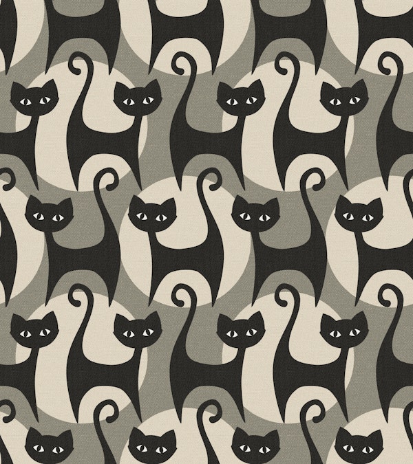cats on dots - taupe grey